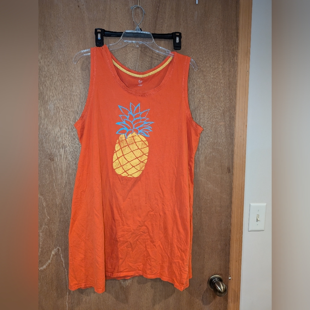 Orange Pineapple Graphic Tank Top